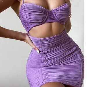 House Of Cb Mistress Rocks 'LOVERS' Lilac Cutout Mesh Dress